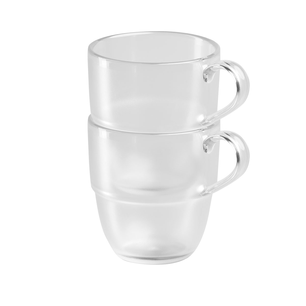 Stapeltasse TEATIME, transparent mattiert, Tritan, Griff: 2,5 cm, D: 8,5 cm, H: 9 cm, I: 250 ml