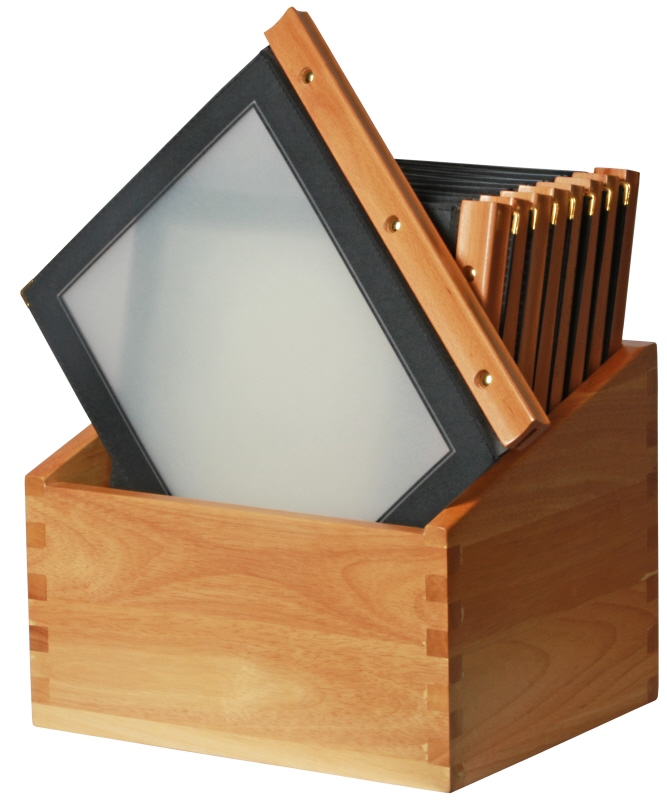 Speisekartenmappe, Holz, schwarz, 32 x 26 cm