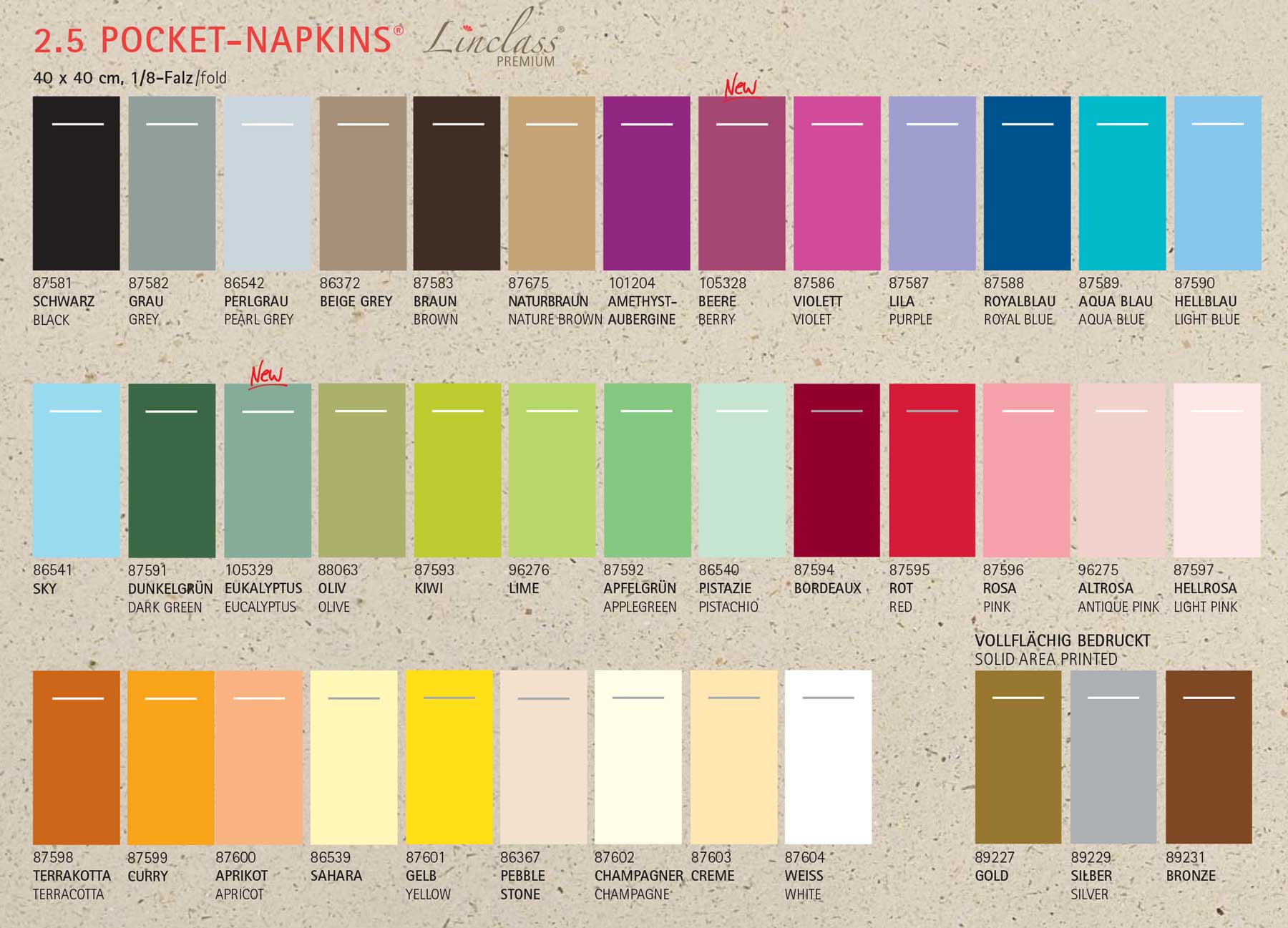 Pocket Napkins - BASIC UNI Linclass-Premium 40 x 40 cm