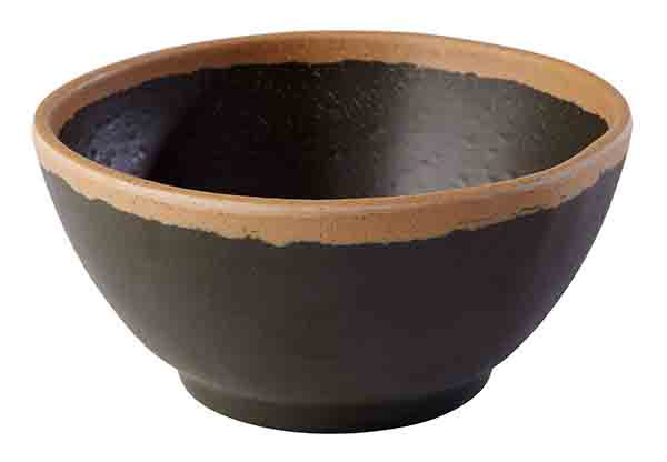 Schale CROCKER D: 12,5 cm, H: 6 cm, 0,37 ltr., Melamin, braun, Tonoptik, brauner Rand