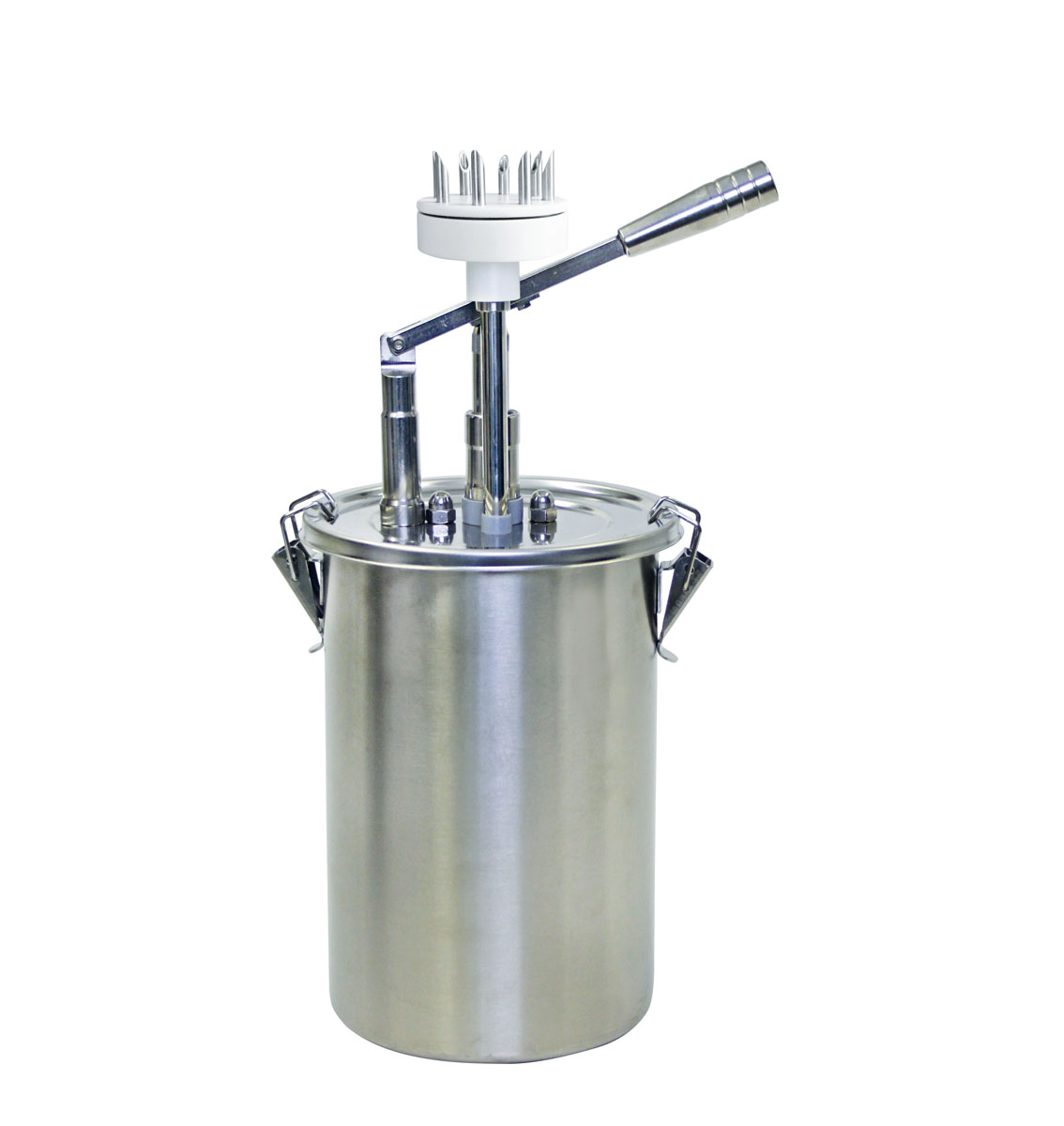 Hebel Dosierspender m. Donut-Aufsatz, Edelstahl, 180 x 160 x 460 mm/ 2,25 kg/ 5 ltr.