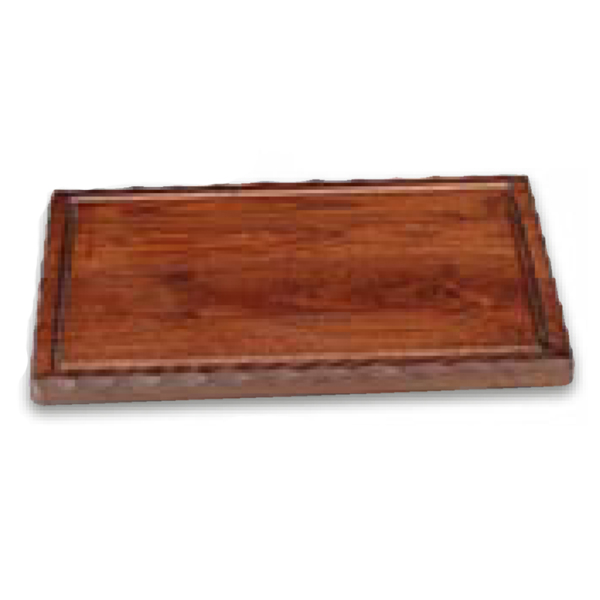 Steakbrett m. Rille, rechteckig, dunkel lackiert, 35 x 25 x 2 cm