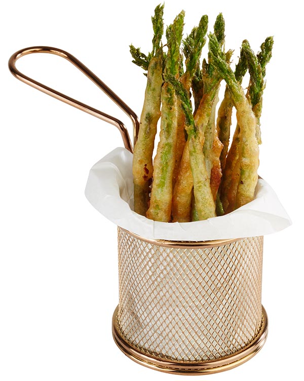 Servier-Frittierkorb SNACKHOLDER D: 8 cm, H: 7,5 cm, Griff 9,5 cm, Edelstahl, Gold-Look,