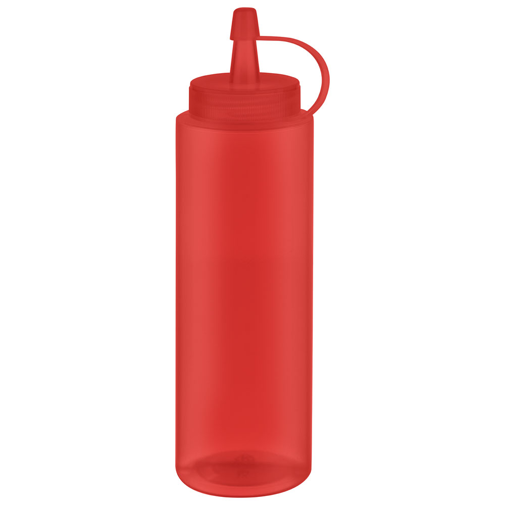 Quetschflasche, 6er Set, mit Schraubdeckel, D: 5 cm, H: 18 cm, 260 ml, Polyethylen, Fb. rot