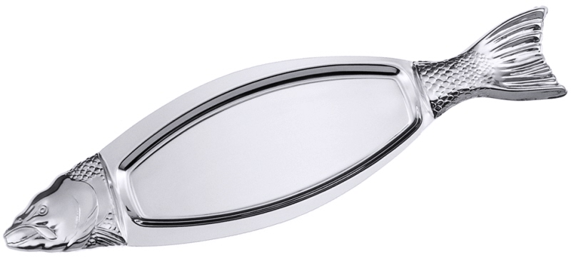 Fischplatte, verziert, fugenlos, Edelstahl, 50 x 26,5 cm, L: 94 cm