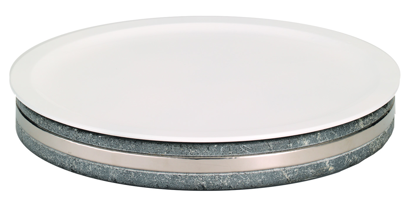 EARTH Frischeplatte 400, Speckstein m. Edelstahlring, L: 410 mm, B: 410 mm, H: 70 mm