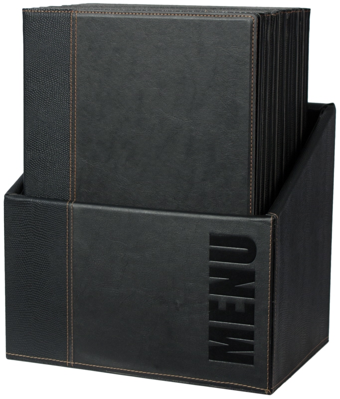 Speisekartenmappen A4, schwarz, 20 Mappen im Kasten