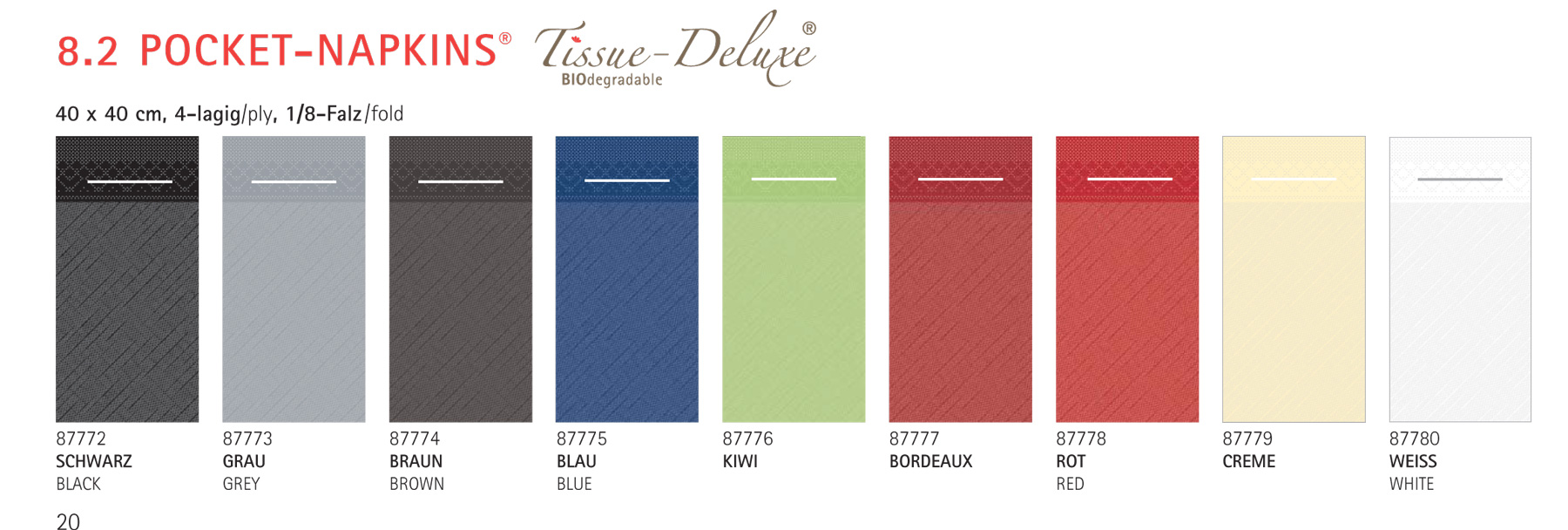 Pocket Napkins - BASIC UNI Tissue Deluxe 40 x 40 cm