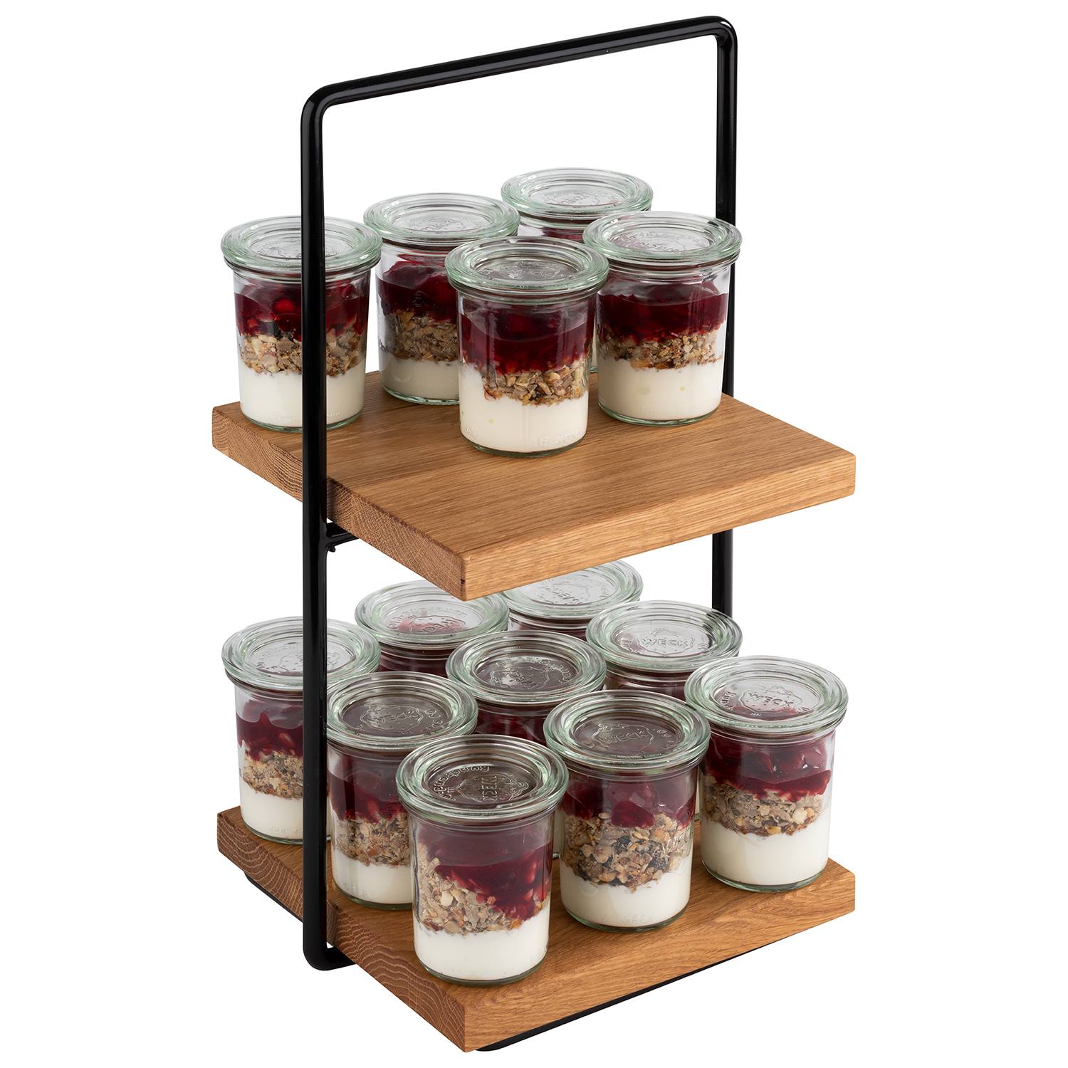 2-stufige Etagere, Edelstahl/ Melamin, 3-teilig, 23 x 20 x 40,5 cm