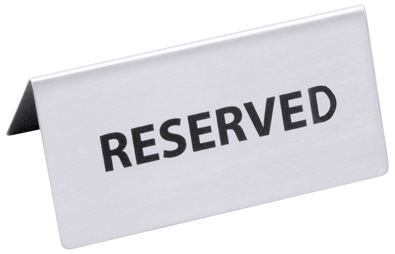 Tischschild RESERVED, beidseitig beschriftet, Edelstahl, B: 12 cm, H: 5,5 cm
