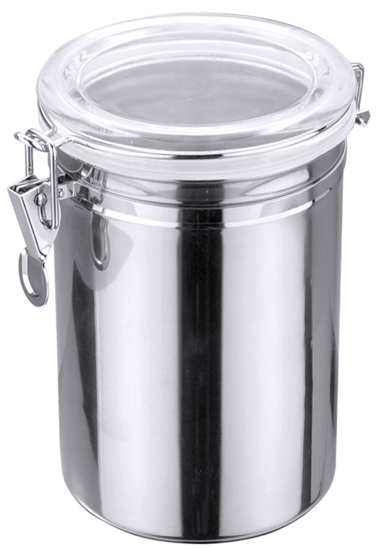 Vorratsdose,  I: 0,7 ltr., D: 12,5 cm, H: 9,5 cm, Edelstahl