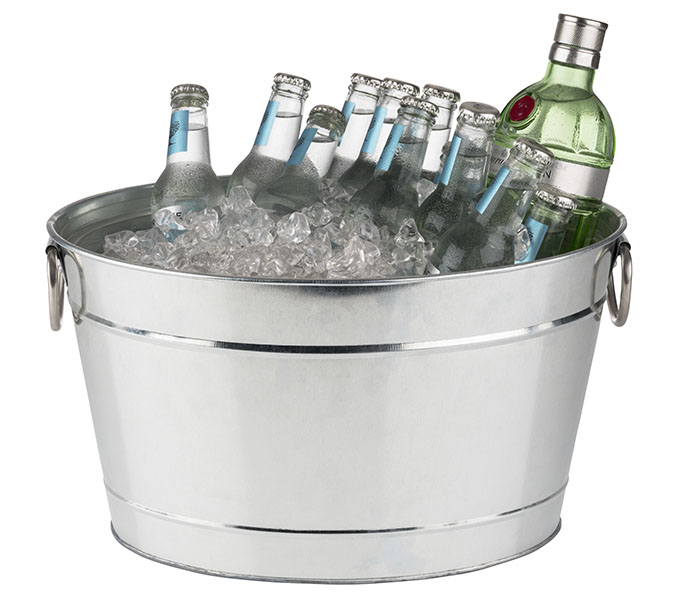 Getränkewanne TIN, Metall verzinkt m. Kunststoffeinsatz, 40 x 28 cm, H: 22 cm, I: 11 ltr.