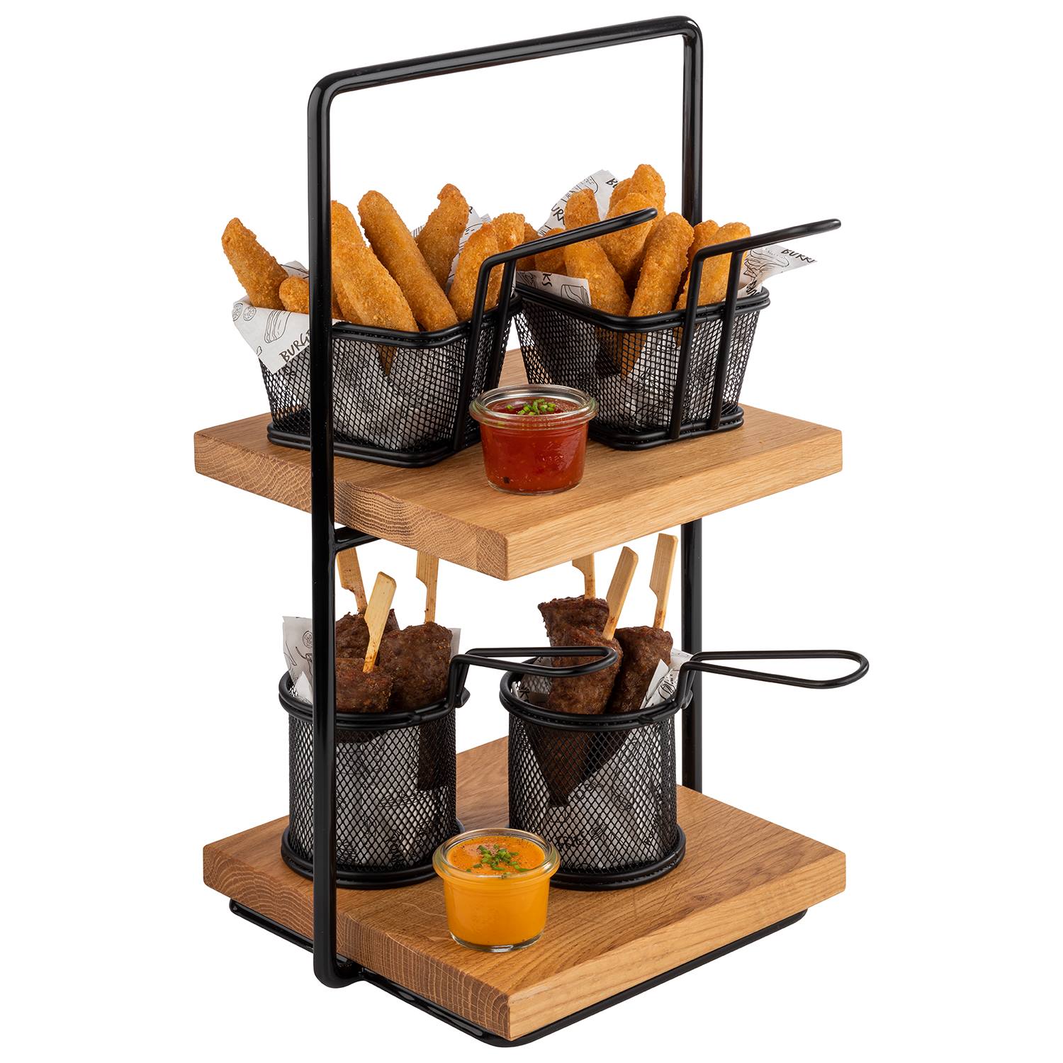 2-stufige Etagere, Edelstahl/ Melamin, 3-teilig, 23 x 20 x 40,5 cm