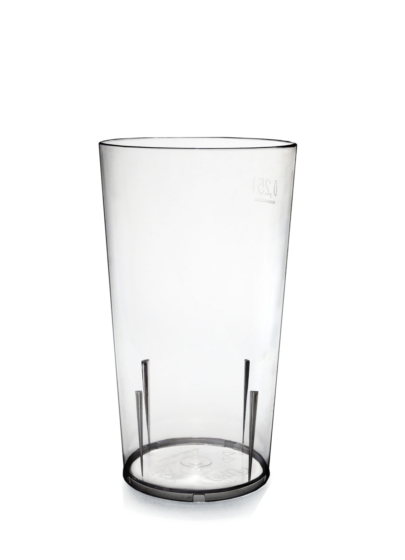 Aku, Mehrweg - Stapelbecher 250 ml m. F 0.25 ltr. |-|, Polycarbonat, D: 6,7 cm, H: 12,2 cm, Fb. Glasklar