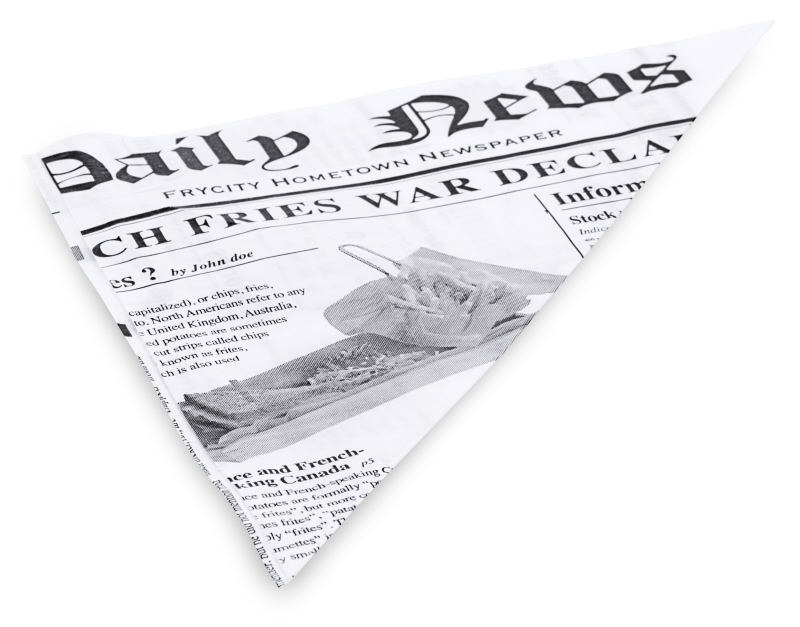 Pommes frites-Tüte, Wachspapier, Motiv Zeitung, 1000 Blatt, 25,5 x 18 cm