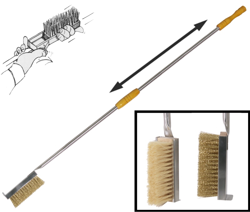 Pizzaofen-Bürste mit Naturborsten, EdSt., 16,5 x 6 cm, L: 175 cm