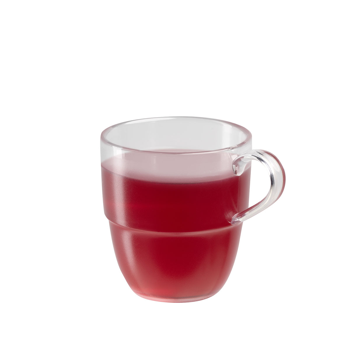 Stapeltasse TEATIME, transparent mattiert, Tritan, Griff: 2,5 cm, D: 8,5 cm, H: 9 cm, I: 250 ml