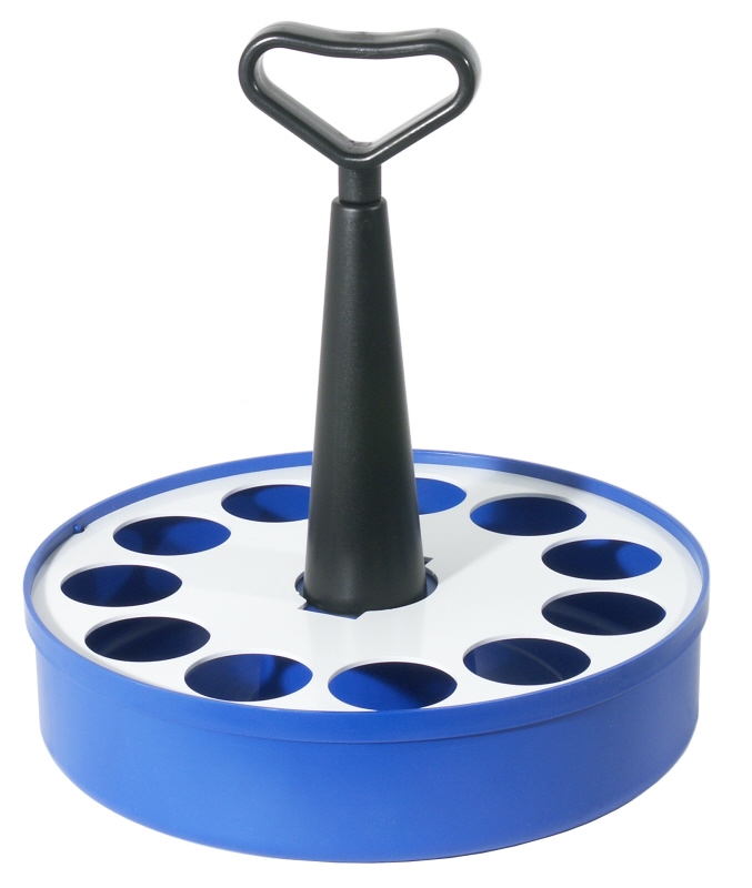 Gläserträger für 11 Gläser, Tragegriff, blauer Kunststoff, D: 31,5 cm, H: 35 cm