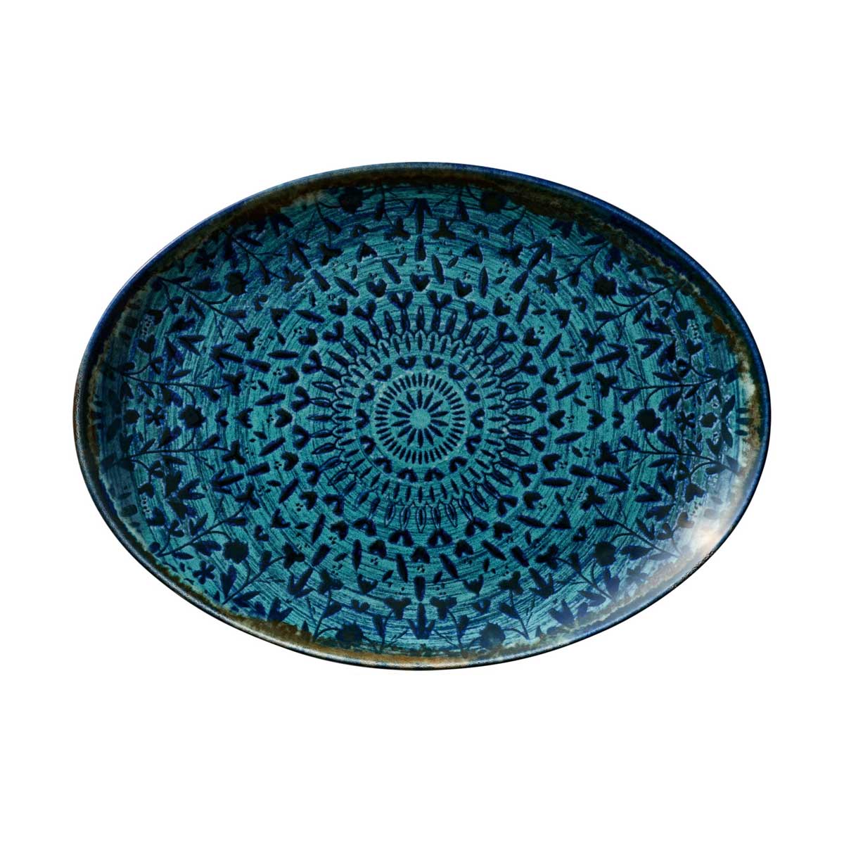 Heart & Soul, Mirage : Indigo - Platte oval coup, 32 x 24 cm
