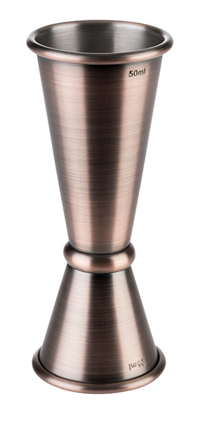 Barmaß D: 4 cm, H: 11 cm, I: 2,5 / 5 cl, Edelstahl, Antik-Kupfer-Look, mit Füllstrich