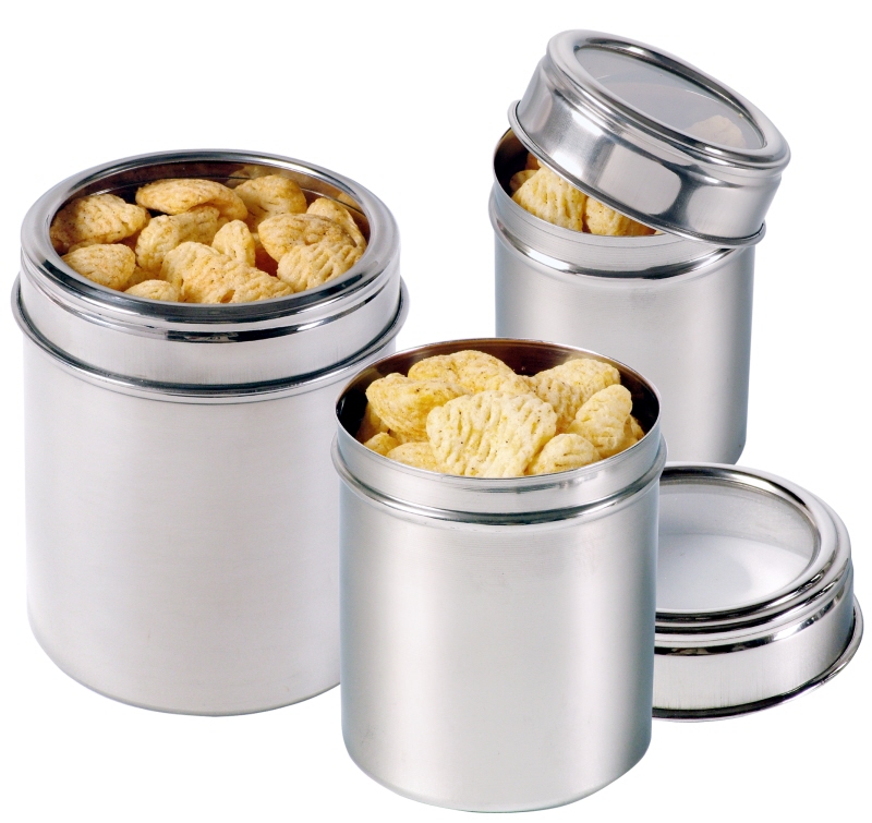 Dose mit Sichtdeckel, I: 0,5 ltr., D: 8 cm, H: 11 cm, Edelstahl