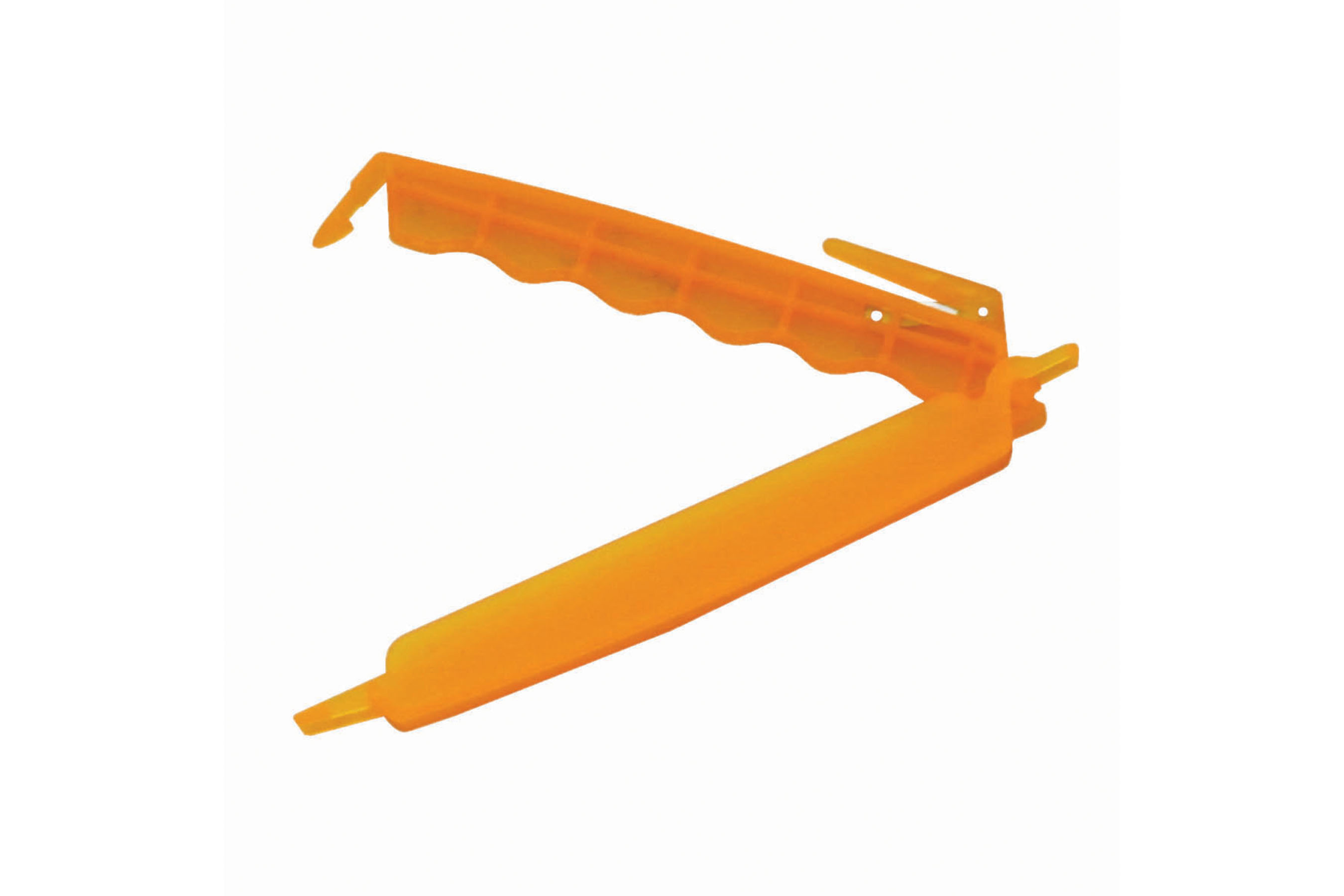 Verschluss-Clip für Spritzbeutel, mit Messer, L: 125 mm, Farbe: orange