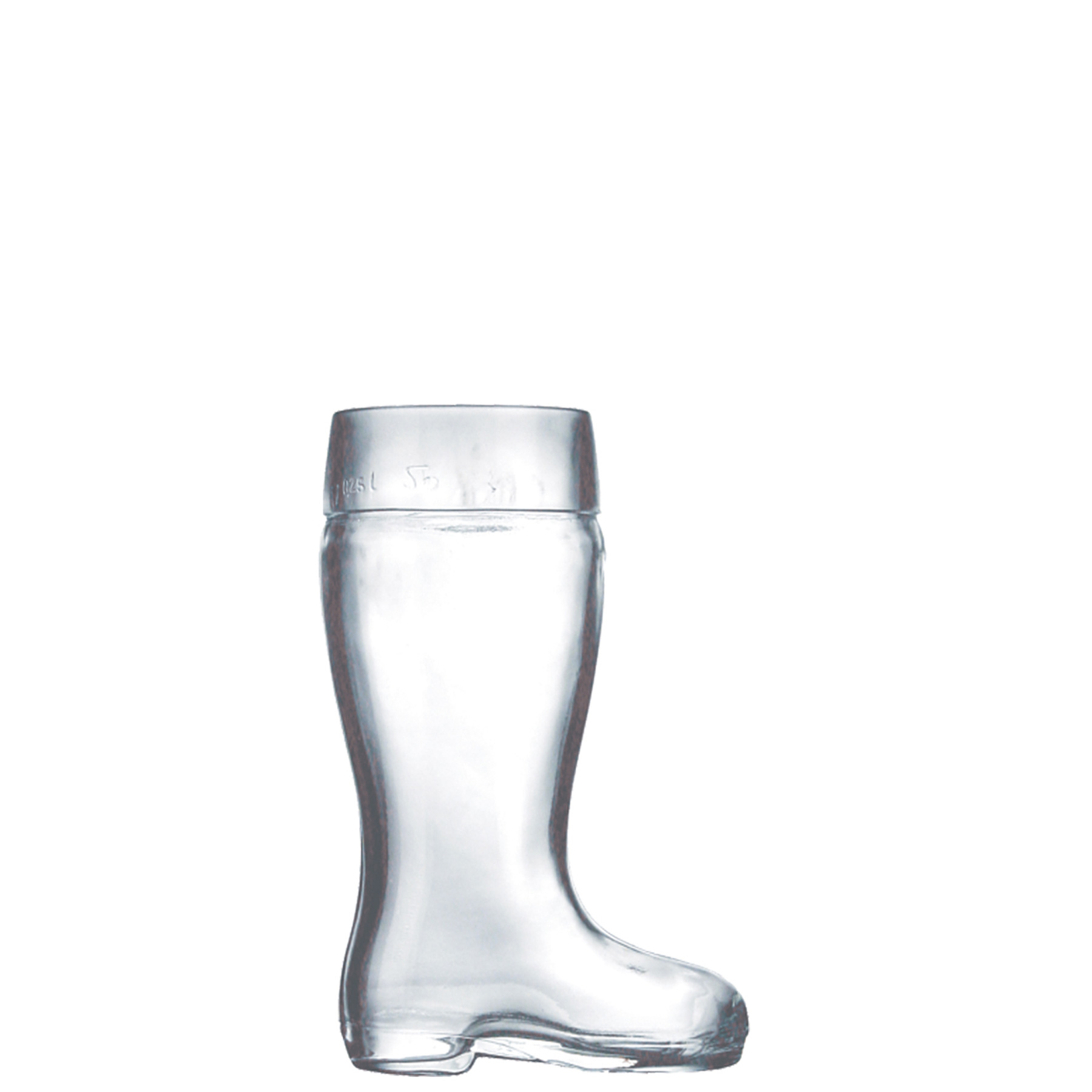 Bierstiefel Pressglas 30,8 cl m. Füllstrich 0.25 ltr. |-|, Inhalt: 308 ml, H: 154 mm
