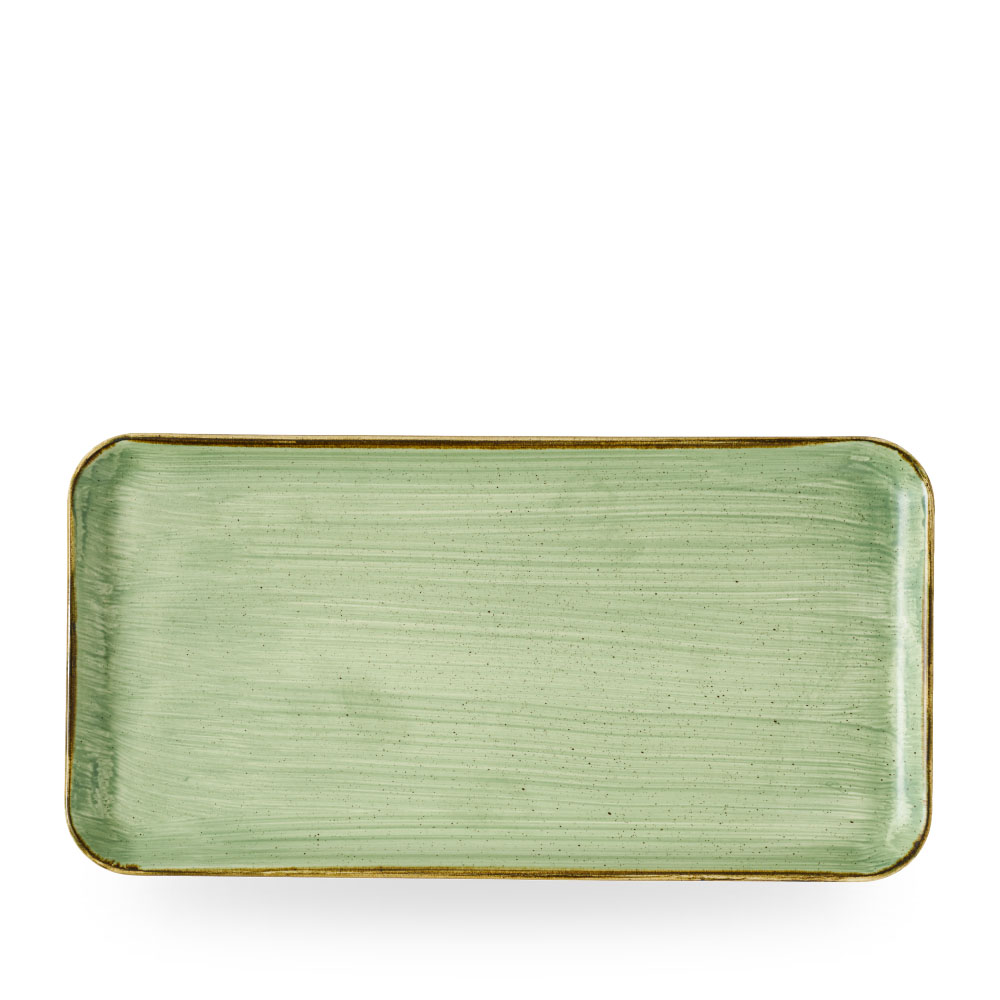 Churchill, Stonecast : Sage Green - Flared Platte rechteckig 35 x 18 cm