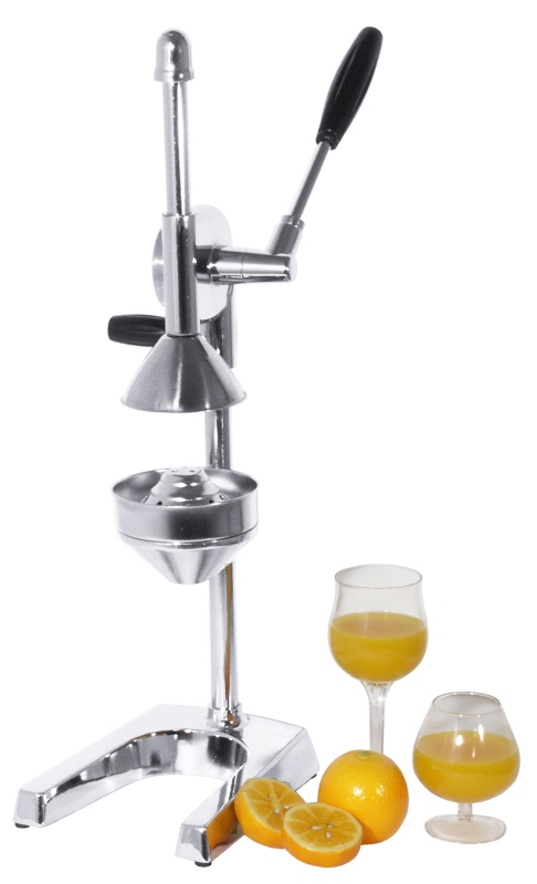Orangensaftpresse, verchromter Zinkguss, Einsatz aus Edelstahl, H: 60 cm