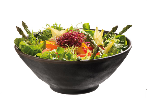 Schale MARONE D: 19 cm, H: 8 cm, 0,8 ltr., Melamin, schwarz, brauner Rand