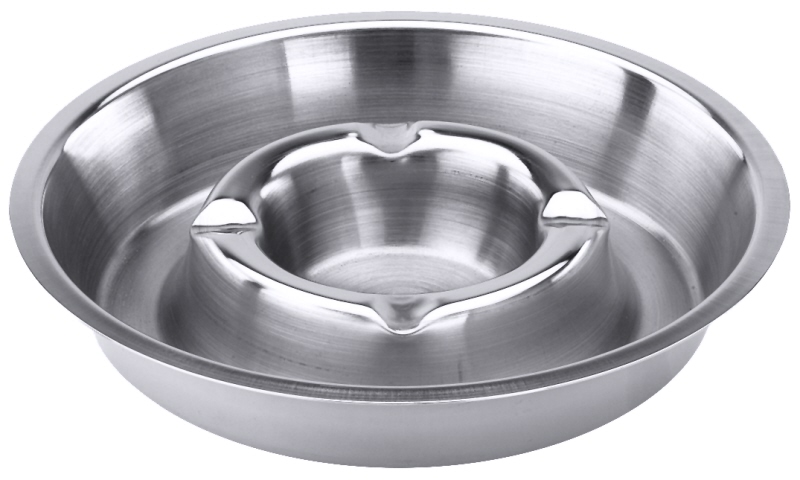 Aschenbecher, Edelstahl, innen matt, D: 13,5 cm, H: 2,2 cm