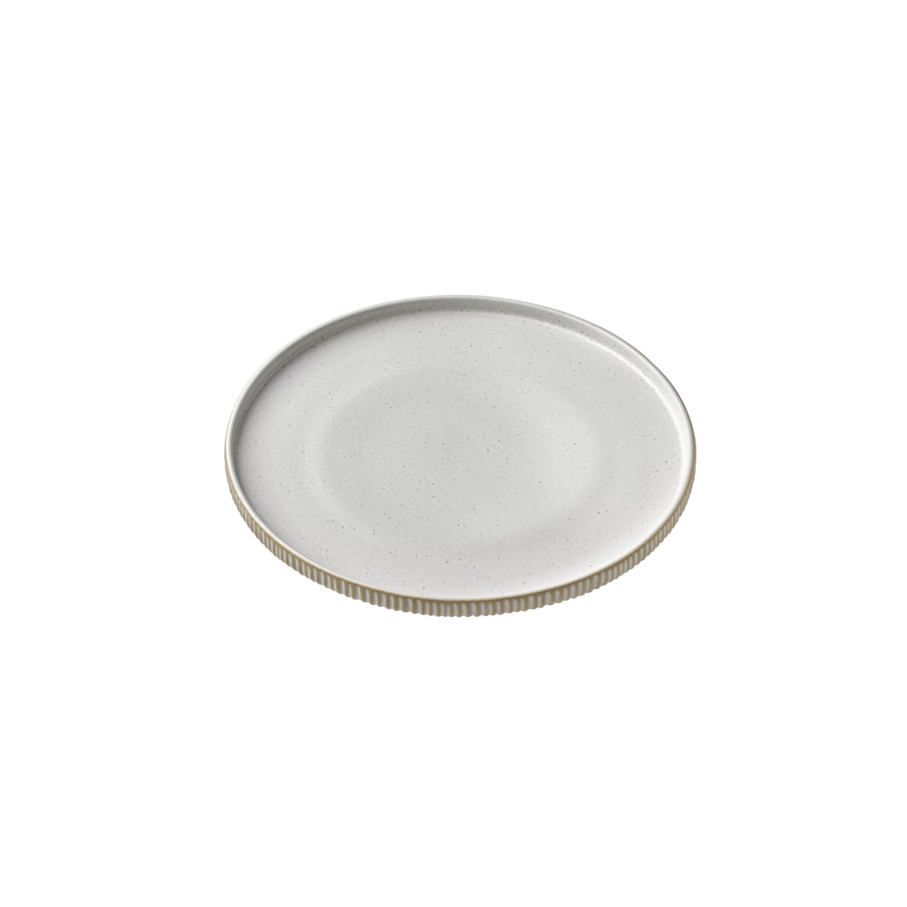 Playground, Steinzeug - NARA Weiss : Teller flach rund hoher Rand , Relief, 21 cm/ 0,34 ltr.