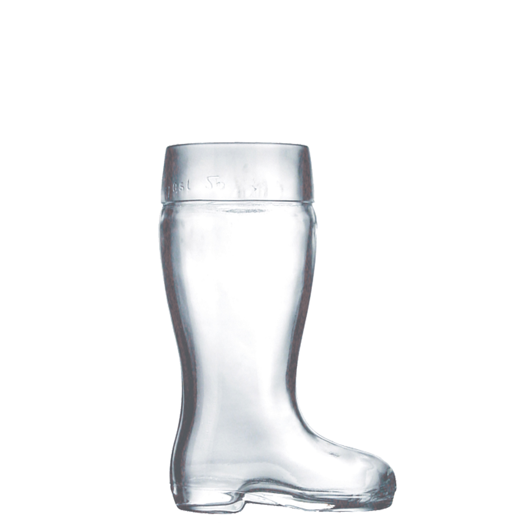 Bierstiefel Pressglas 62,8 cl m. Füllstrich 0.50 ltr. |-|, Inhalt: 628 ml, H: 196 mm