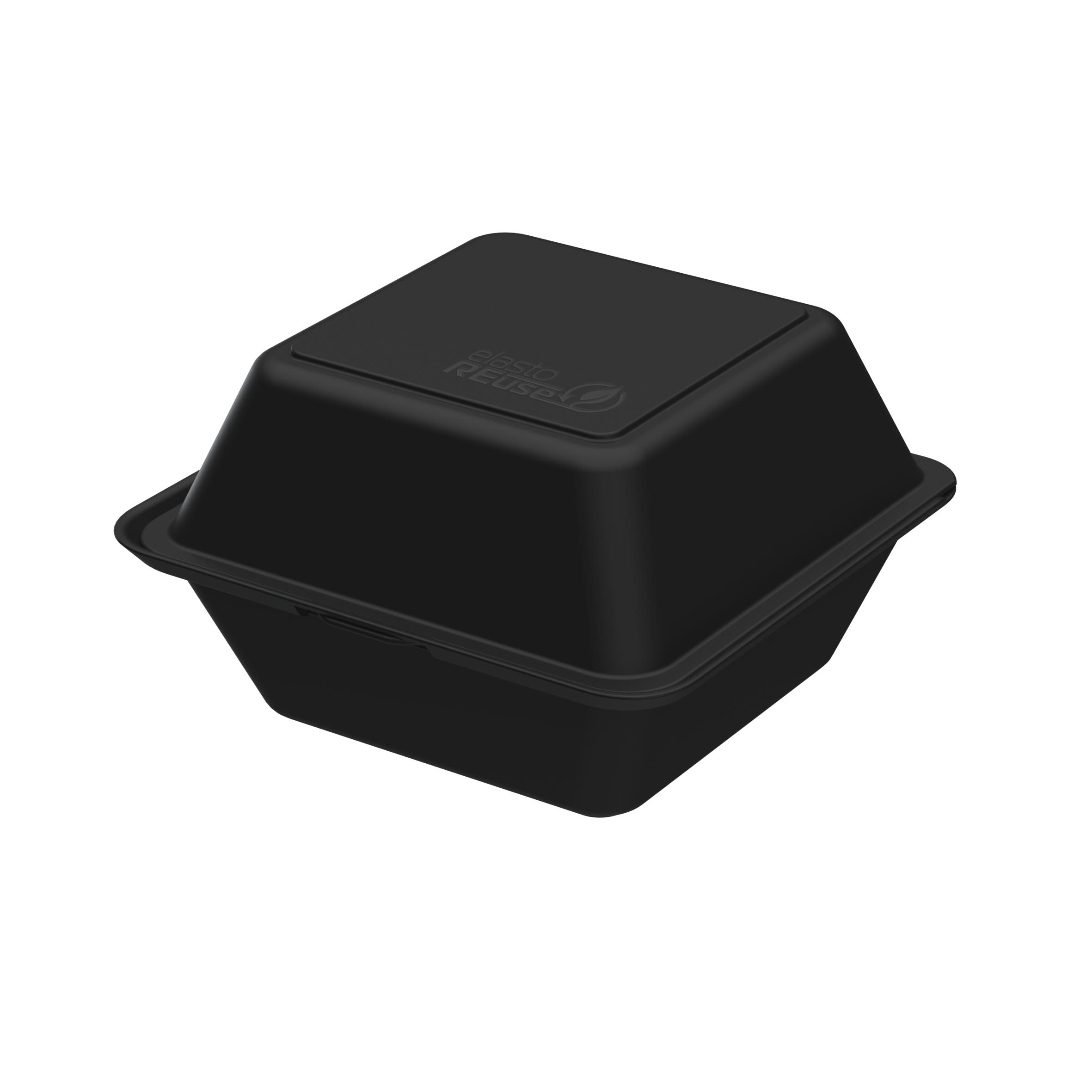 Burgerbox ToGo, 1 Luftschlitz, Polypropylen, schwarz, 15,7 x 15,7 x 8,4 cm/  0,7 ltr