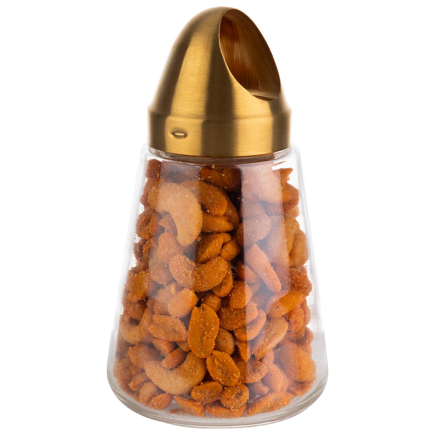 Snackspender, Glas/ Edelstahl, D: 8,5 cm, H: 15,5 cm, I: 0,35 ltr., Fb. gold-look