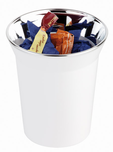 Tischreste / Besteckbehälter TOP CHROME, D: 13 cm, H: 15 cm SAN, weiss