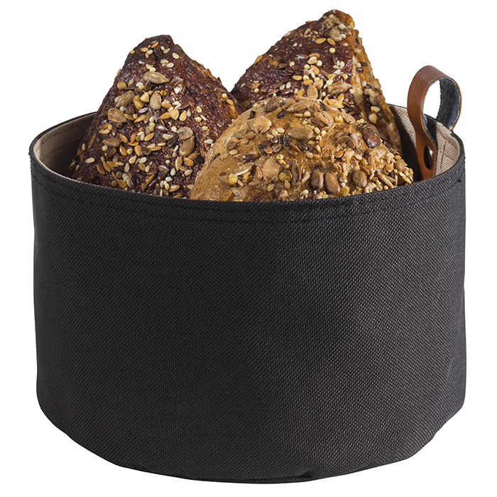 Brottasche, D: 17 cm, H: 11,5 cm, Tetron, beige, dunkelgrau, waschbar bis 30 Grad