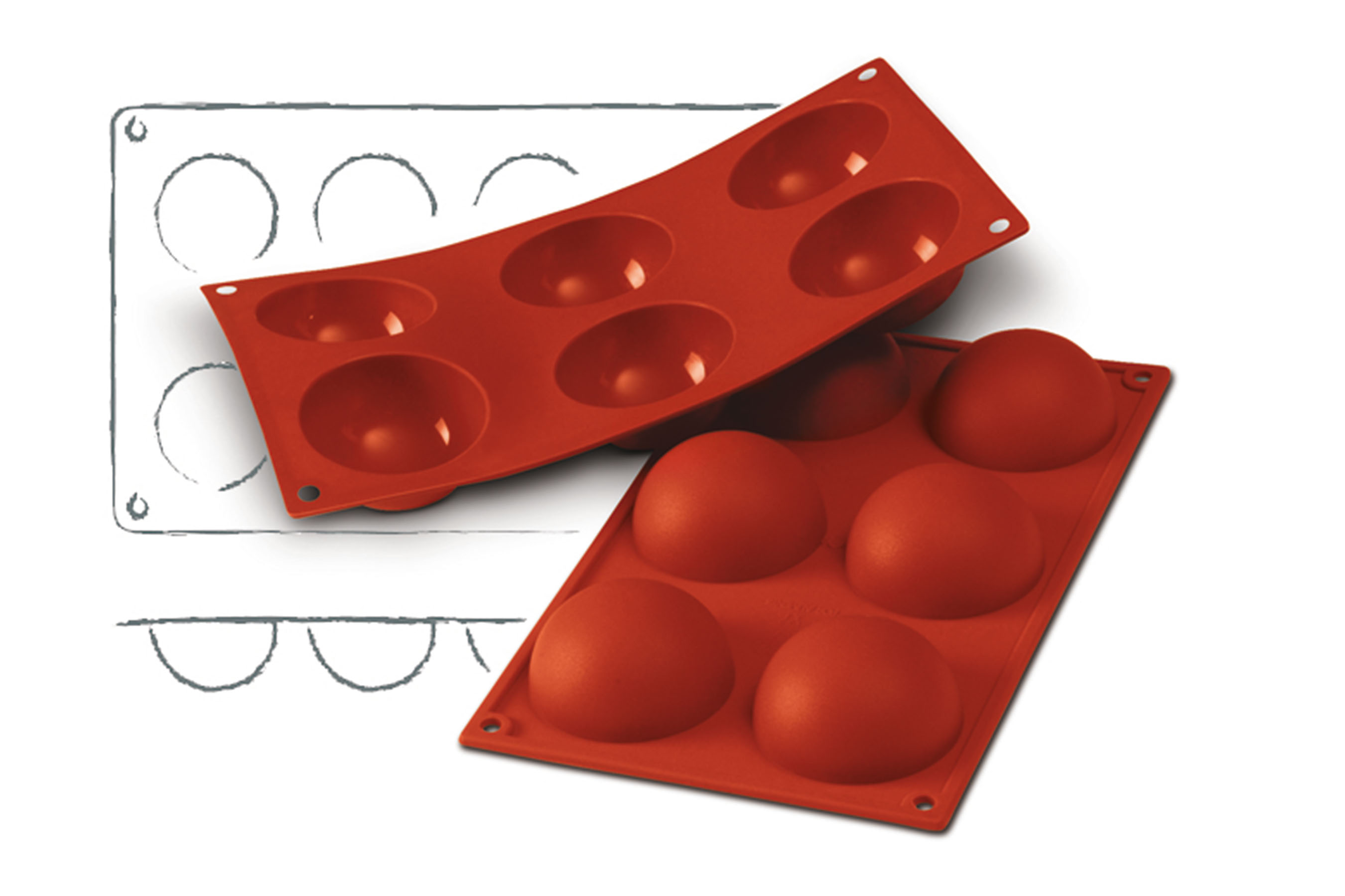 Silikon - Backform, Halbkugel, D: 70 mm, H: 35 mm