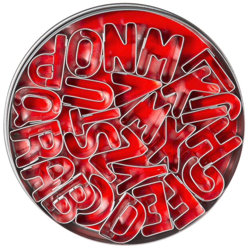 Ausstechformen Buchstaben, 26 Stück, Weißblech, L: 25 mm, H: 20 mm