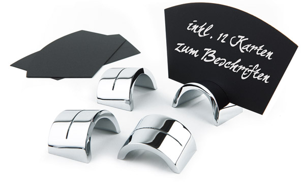 Kartenhalter-Set 18-teilig, 6 Kartenhalter: 4 x 2,5 cm, 12 Karten: 10 x 5,7 cm