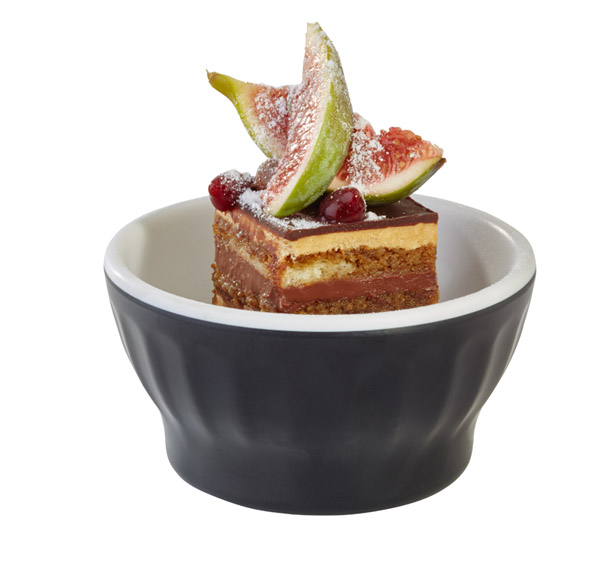 Schale HALFTONE D: 8 cm, H: 4 cm, 0,1 ltr., Melamin, außen: schwarz, innen: weiss