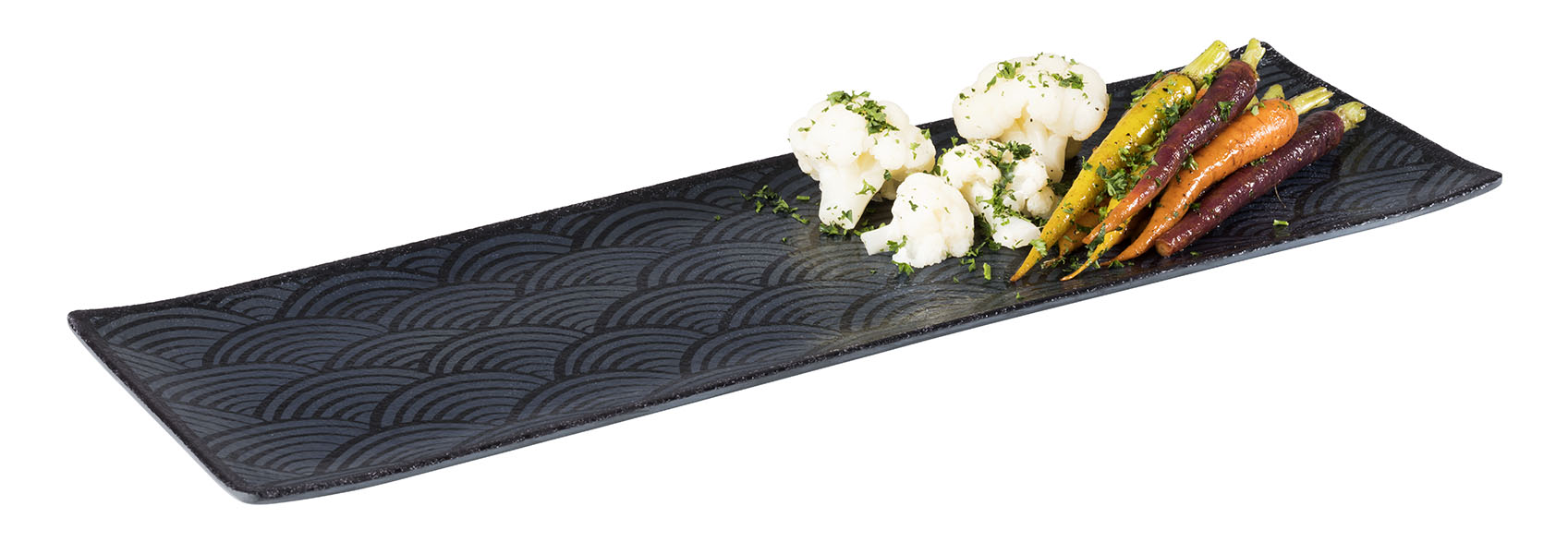 GN 2/4 Tablett DARK WAVE, Melamin, 53 x 16,2 cm, H: 2 cm, innen: Dekor, außen: schwarz