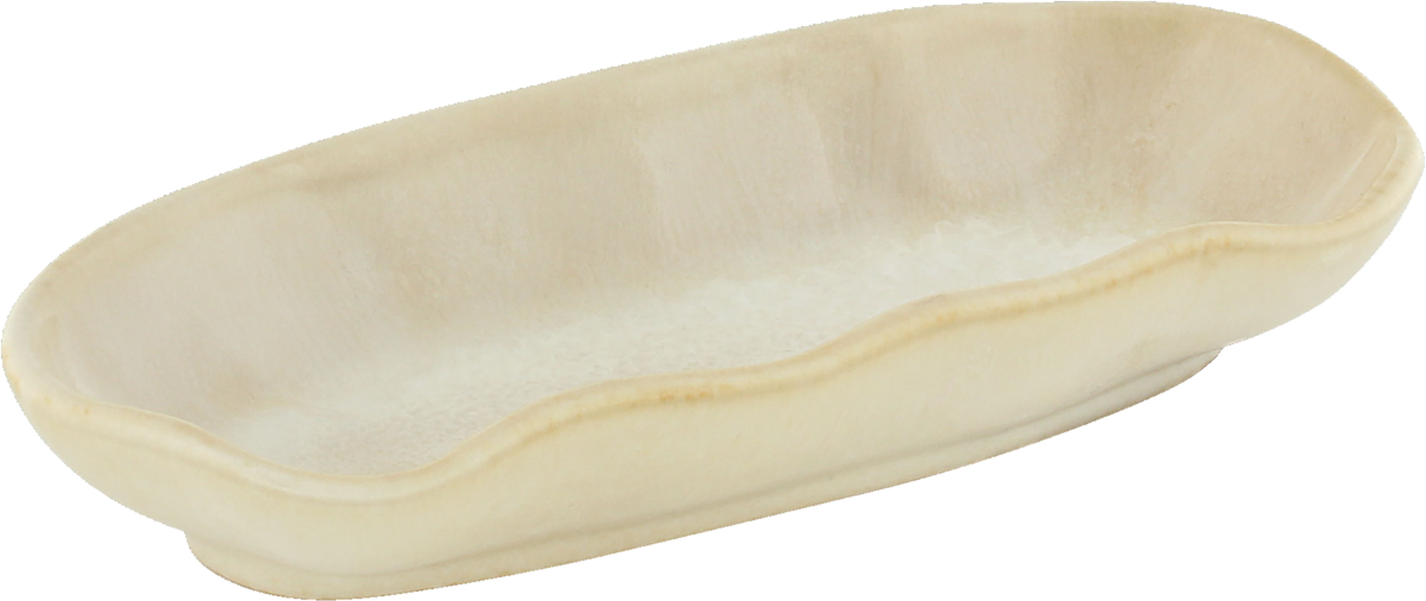 Playground, Steinzeug - NAMI : Platte, oval, sandfarben, 15 x 7 cm