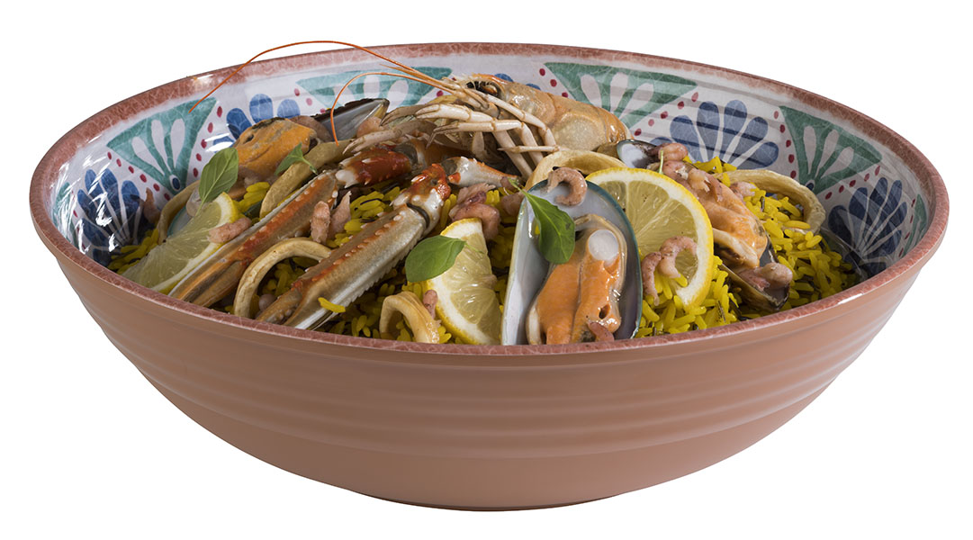 Schale ARABESQUE, Melamin, D: 31 cm, H: 9 cm, I: 3 ltr., innen: Terrakottaoptik, außen: Dekor