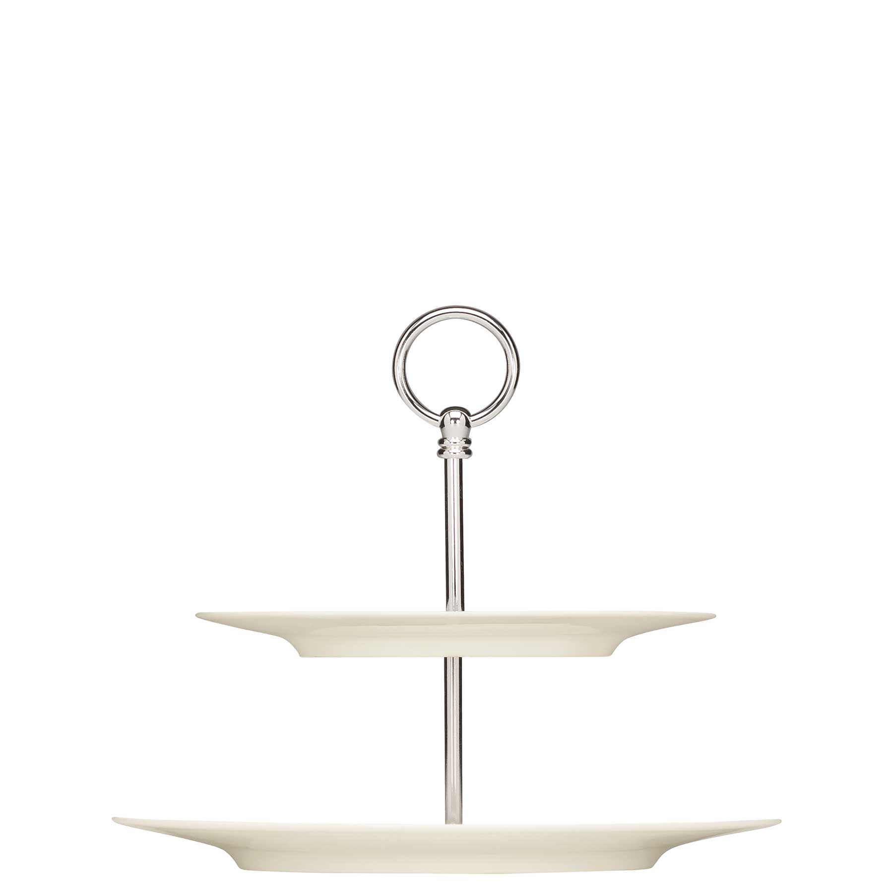 Bauscher, Purity - Etagere 2-fach mit Teller rund Fahne 22,5/ 29 cm, bonewhite, uni, 28,7 cm