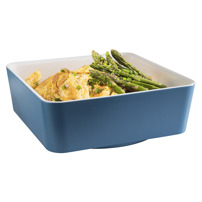 Schale HAPPY BUFFET, 20 x 20 cm, H: 7 cm, Melamin, innen weiß, außen blau
