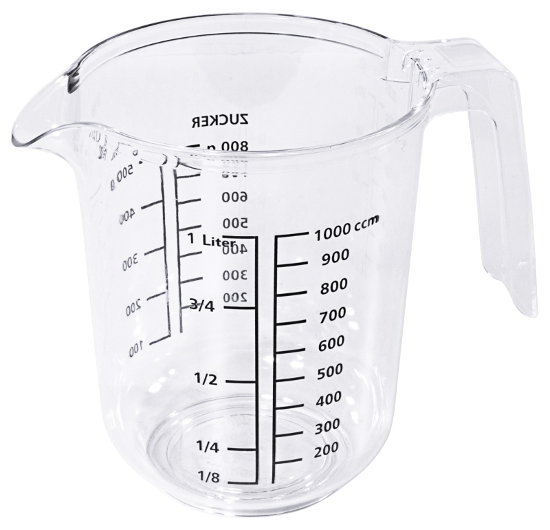 Messbecher klar, I: 1 ltr., D: 12 cm, H: 15 cm, PS