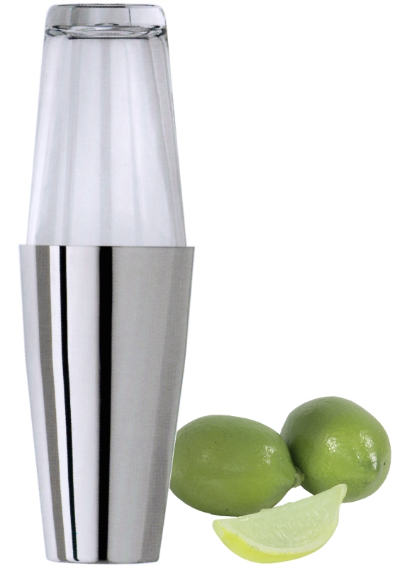Boston Cocktailshaker, zweiteilig, Edelstahl, Becher aus Glas, I: 0,5 ltr., D: 9,5 cm, H: 29 cm