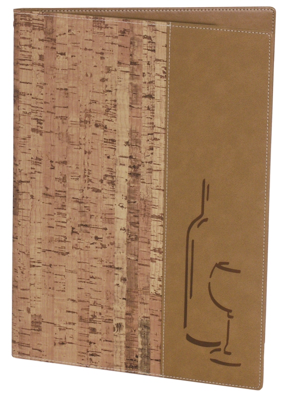 Weinkartenmappe, A4, Korkimitat, Kunstleder, 34 x 24 cm