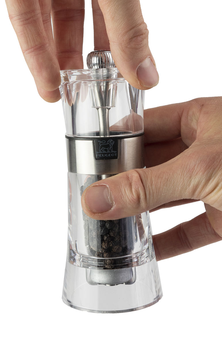 Peugeot : Oslo - Pfeffermühle, manuelle Acryl-Mühle, Größe: 14 cm, Farbe: transparent